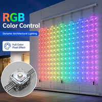 Rideau lumineux LED flexible à pixels 12x12 RGB IP67 étanche avec lentille à haute transmission pour projet de signalétique extérieure