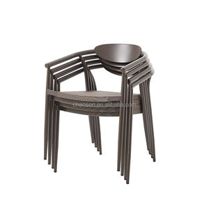 Chaises empilables en aluminium simples pour salle à manger, meubles de salle à manger en gros, chaises de patio modernes brunes pour table de <span class=keywords><strong>restaurant</strong></span> - Product Image 1