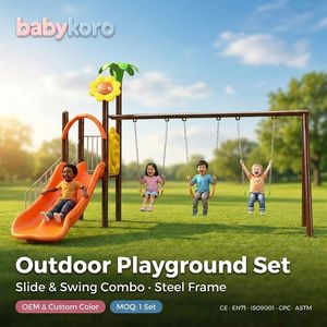 Tobogán Infantil para Exteriores, Combinación de Metal y Plástico, de Fábrica, para Patio Trasero, Juguete de Jardín para Niños de 3 a 8 Años - Product Image 1