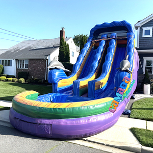 Toboggan aquatique gonflable géant Purple <span class=keywords><strong>Crush</strong></span> Plunge à double piste avec piscine à jets d'eau pour location dans les parcs sportifs - Product Image 2