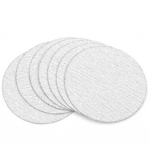 Disques de papier abrasif floqués blancs, enduits pour le polissage des meubles, des murs et du métal, pour ponçage à sec - Product Image 2