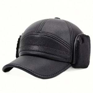 Gorro de Béisbol de Cuero PU con Protección para los Oídos, Cortavientos, para Ciclismo en Invierno, para Hombre, Informal, Cálido, con Peluche, para Deportes al Aire Libre, Novedad 2025 - Product Image 5