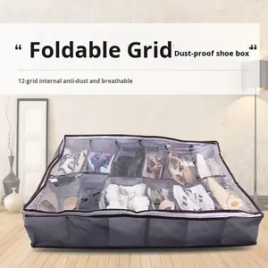 Organisateur <span class=keywords><strong>de</strong></span> rangement pour chaussures <span class=keywords><strong>de</strong></span> salon pliable en gros, 12 compartiments, fenêtre transparente, anti-poussière, anti-humidité, en tissu - Product Image 4