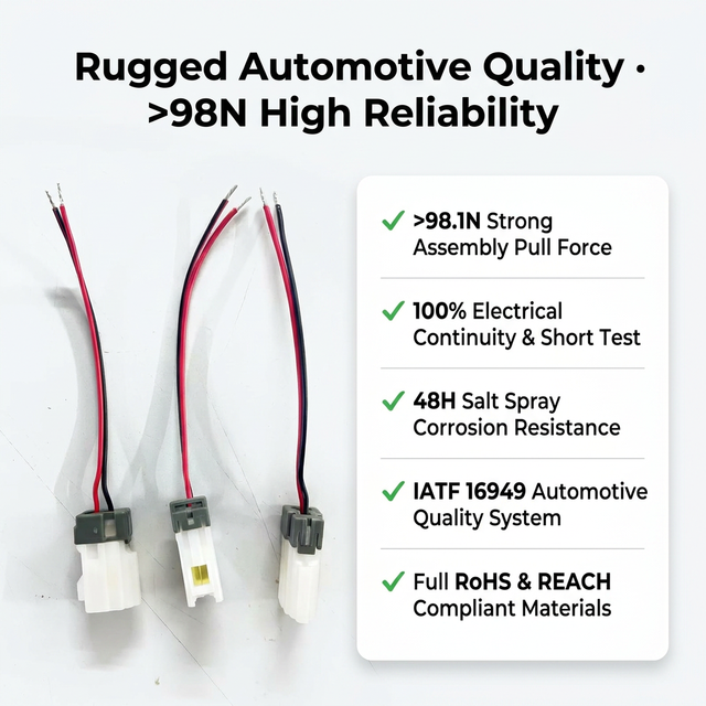 Automotive 2-Pin Wire Harness | 2468 18AWG Tinned Wire White Housing to Tinned Leads | Custom Car ECU & Sensor Power Cable