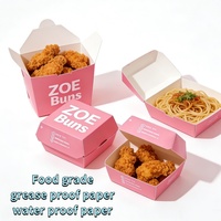 Emballage alimentaire jetable écologique rose pour emporter, boîte à hamburgers personnalisée avec logo, boîte à poulet frit, sac en papier pour restaurant, boulangerie
