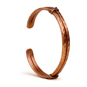 Handmade Antique Hammered Pure Copper Matte Bohemian Style Unisex Cuff <b>Bracelet</b> <b>Healing</b> - Product Image 2