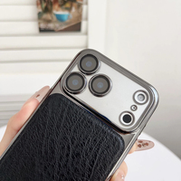 Étui de téléphone antichoc en cuir PU électroplaqué pour iPhone 17 Pro Max/17 Pro/17 Air/17 avec protection de l'appareil photo et protection contre les chutes