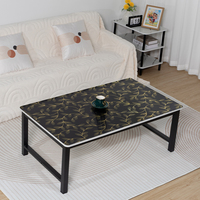 Nappe de table aspect marbre RNPT, PVC noir avec motif veine dorée, rectangulaire, en vinyle, pour restaurant, hôtel, banquet