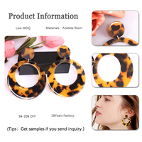 Acrylique écaille de tortue géométrique boucles d'oreilles résine acétate goutte boucles d'oreilles tacheté cerceau rond boucle d'oreille bijoux de mode