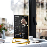 Support d'affichage en acrylique doré 5x7, porte-menu, cadre pour enseignes, numéros de table pour restaurant de bureau