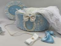 Boîte de rangement pour chaussures en coton brodé faite à la main avec bordure en dentelle, cadeau souvenir de baptême pour bébé, boîte à bonnets personnalisée pour bébé, boîte à bijoux souvenir pour enfant