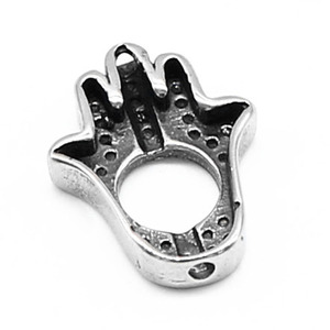 yunnique - Espaciador de acero inoxidable con forma de mano de Hamsa, chapado en plata 925, para hacer pulseras, componentes de joyería DIY, forma irregular - Product Image 4