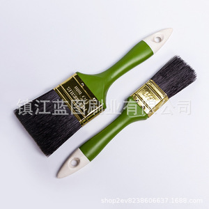 Pinceaux plats à poils de porc 22 mm, manche vert, pour peinture domestique, origine Zhenjiang - Product Image 1