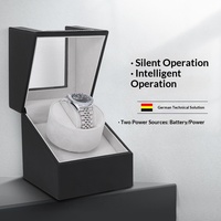 Boîte à montres mécaniques avec remontoir rotatif et support oscillant, en cuir, doublure en flanelle, pour emballage cadeau et bijoux