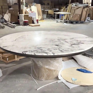 Boyo đá đồ nội thất phòng ăn 6 8 chỗ ngồi Trung Quốc calacatta Nero Vòng đá cẩm thạch bàn ăn với lười biếng <span class=keywords><strong>Susan</strong></span> - Product Image 5