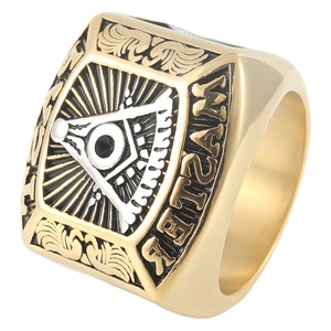 yunnique Freemason <b>Ring</b> Men's Silver Pyramid Geometric Design Wedding <b>Ring</b> Gift - Product Image 5