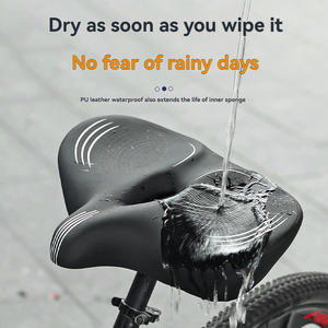 <span class=keywords><strong>Selle</strong></span> de vélo <span class=keywords><strong>ultra</strong></span>-large et confortable en PU avec coussin absorbant les chocs en mousse à mémoire de forme et support dorsal - Product Image 4