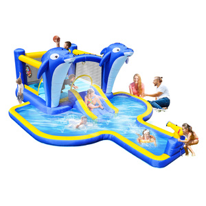 Trượt nước <span class=keywords><strong>inflatable</strong></span>, <span class=keywords><strong>6</strong></span> trong 1 trượt nước Công viên cho trẻ em ngoài trời vui vẻ - Product Image 1