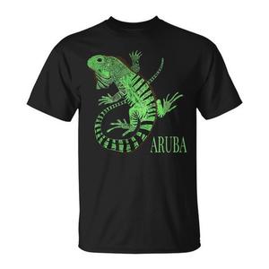 Camiseta Gráfica Aruba Negra con Diseño de Iguana Verde, Souvenir - Product Image 1