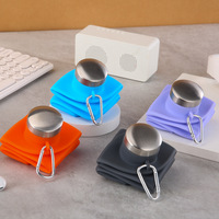 Bouteille d'eau pliable en silicone sans BPA, anti-fuite, avec mousqueton, logo personnalisé