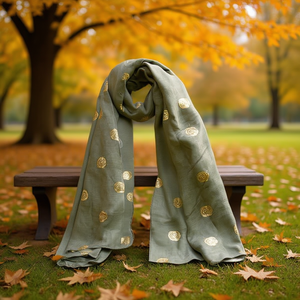 Sciarpa Lunga in Cotone 70x180cm con Stampa a Spirale in Lamina d'Oro, Accessorio di Moda - Product Image 2