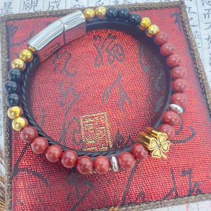 Groothandel Dubbellaags Gevlochten Echt Lederen Armband Traditionele Natuurlijke Chinese Geneeskunde Armband Roestvrijstalen Sluiting - Product Image 5