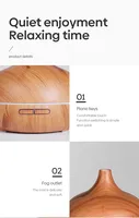 Haute qualité 7 couleurs lumière 500ml aromathérapie diffuseur d'huiles essentielles grain de bois humidificateur d'air télécommande pour hôtel voiture utilisation
