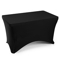 Tables de luxe à 8 pieds nappe carrée rectangulaire ajustée Spandex lin taille personnalisée nappe noire housse ajustée