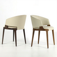 Chaise de salle à manger mobile en bois massif nordique, style luxe léger, moderne et minimaliste, en cuir et tissu, pour réception et restaurant, design de créateur