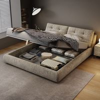 Lit double moderne et simple en velours Neille avec tiroirs de rangement pour chambre à coucher en tissu de style italien