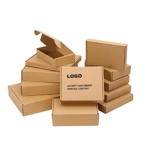 Caja de embalaje de paquete plano impreso con logotipo personalizado caja de correo de envío Kraft plegable troquelado corrugado
