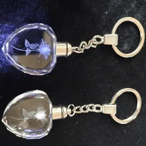 Best selling 3d laser engraving crystal glass keychain blank laser engraving crystal