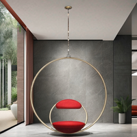 Siège unique or acier inoxydable balançoire suspendu cerceau chaise circulaire mobilier d'extérieur maison salon