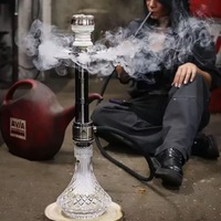 Ensemble de chicha carrée en acier inoxydable de qualité supérieure, durable et givrée, avec un seul tuyau souple, coffret cadeau - Chicha Narguilé Arabe Russe pour l'exportation