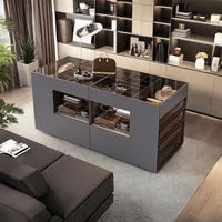 Système de garde-robe de plain-pied de luxe vestiaire moderne personnalisé avec îlot modulaire vitrine à bijoux en bois pour chambre à coucher de villa