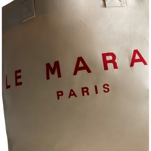 Fashion Women's Cotton <b>Canvas</b> <b>Tote</b> Bag Custom Printed Logo Long Shoulder Strap Open Closure Dual Embroidery Chains - Product Image 3