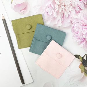 Mini pochette de luxe en faux daim souple, style enveloppe, avec bouton, pour bijoux, cadeaux de mariage, logo personnalisé imprimé, petite taille - Product Image 3