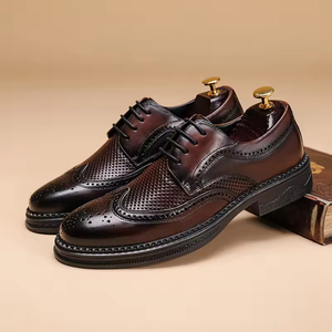 Luxury Derby Designer Lace-up Breathable Waterproof Camouflage Patterned Genuine Leather <b>Shoes</b> Breathable Formal Soft <b>Shoes</b> - Product Image 6