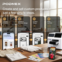 Imprimante à plat tout-en-un automatique PodNEX A3 DX7 nouvelle génération, jet d'encre UV CMYK, 2400 DPI, contrôle Android, pour coques de téléphone/AirPods, plastique