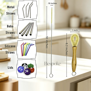 Custom Logo All Natural <strong>Bottle</strong> <strong>Brush</strong> and Straw Set Sisal Bristles and Wood Handle <strong>Bottle</strong> Cleaners for Washing Narrow <strong>Bottles</strong> - Product Image 3