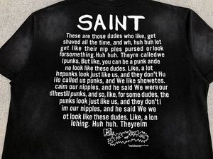 Men's Saint Style <strong>T</strong>-<strong>shirt</strong> Start The Rapture Print <strong>Pulp</strong> <strong>Fiction</strong> Cartoon Parody Distressed Washed Black Streetwear Tee - Product Image 2