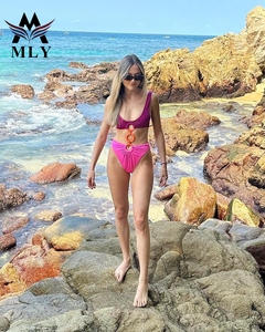 Женский однотонный купальник-бикини - Product Image 5