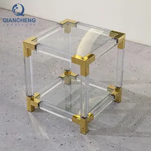 Qiancheng Meiyue мебель стальной боковой стол поставщик прозрачный акриловый боковой стол из нержавеющей стали