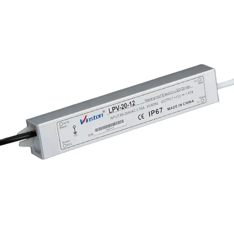 LPV-20 IP67 20 W Led-Laufter 12 V 24 V Einzelausgang wasserdichte Stromversorgung