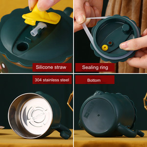 Tasse de soupe au lait et <span class=keywords><strong>en</strong></span> acier inoxydable, <span class=keywords><strong>pour</strong></span> enfants, avec poignée de couvercle, design dessin animé, mignon, dinosaure, 1 pièce - Product Image 2