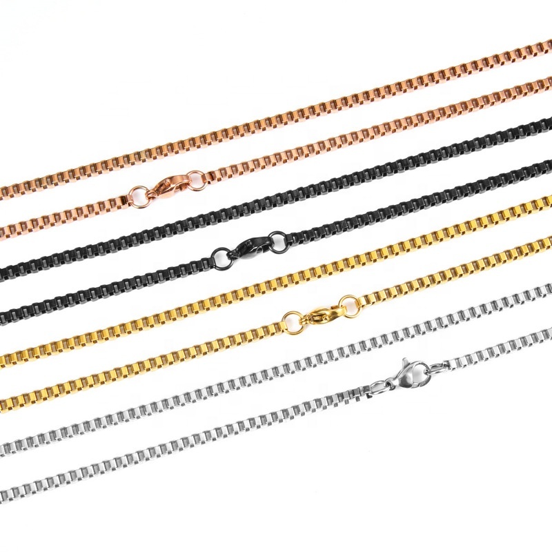 Factory Direct Stainless Steel Box Chain Fashion Titanium Steel Necklace Pin Bare Chain Wholesale