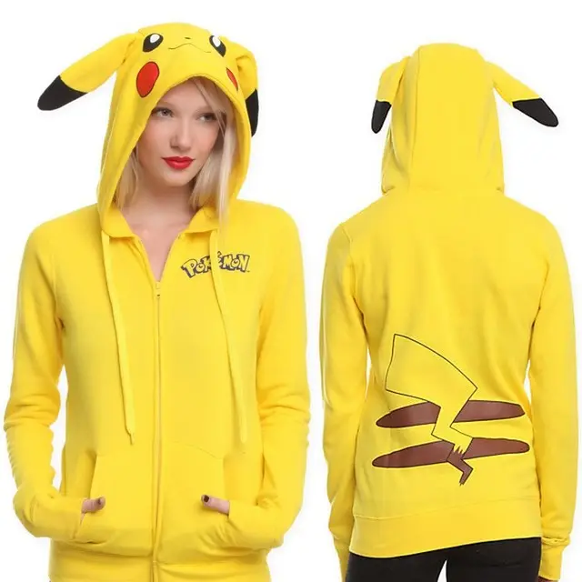 UFOGIFT erkekler pikachu pokemon kazak Hoodies kazak kanguru cep ön fermuar pikachu Hoodie