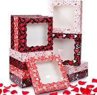 Boîtes à biscuits Saint-Valentin avec fenêtre en forme de cœur, conteneurs à pâtisserie auto-ouvrants pour fraises et beignets