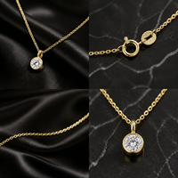 Pendentif serti clos en or jaune 18 carats avec diamant rond de laboratoire de 0,5 ct **Collier Bulle** – Cadeau d'anniversaire – Fabricant