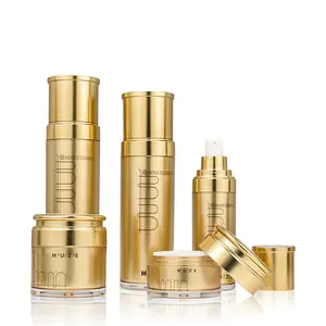 Gold Color Empty Cosmetic Bottle Packaging Set Plastic Lotion Bottle and 30g 50g Luxury Acrylic Jars in Stock